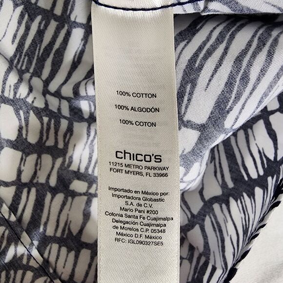 Chico's Womens Top Size 2 Large Wrinkle Resistant Button Long Sleeve 100% Cotton - Picture 10 of 12